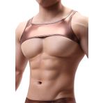 AIEOE Show Clubwear Metalik Parlak Kahverengi Erkek Tank Top T-shirt