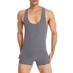 AIEOE Spor Bodysuit Erkek Tek Parça Bodyshaper Kompresyon Singlet Spor Giyim Kolsuz Slim Fit Body Shaper Gym Yoga Jimnastik Ön Gömlek, Gri, M