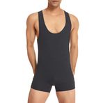 AIEOE Spor Bodysuit Erkek Tek Parça Bodyshaper Kompresyon Singlet Spor Giyim Kolsuz Slim Fit Body Shaper Gym Yoga Jimnastik Ön Gömlek, Siyah, S