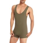 AIEOE Spor Bodysuit Erkek Tek Parça Bodyshaper Kompresyon Singlet Spor Giyim Kolsuz Slim Fit Body Shaper Gym Yoga Jimnastik Ön Gömlek, Yeşil., S