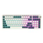 AIGO DF98 RGB Kablosuz Mekanik Gaming Klavye - Yellow Switch, Hot Swap, 2.4G + Bluetooth 5.0 + USB-C Bağlantı, PBT Keycap, Beyaz Yeşil, İngilizce Q