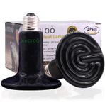 AIICIOO Terrarium ısı lambası seramik sürüngen ısı lambası hayvanlar, kertenkele, sakal gama, tavuk, yılan, hayvan gözünü korumak için ışık yok E27 230 V 100 W (2'li paket, siyah)