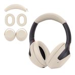 Aiivioll Sony WH-1000XM4 WH-1000XM3 kulaklık için 3 parçalı set, kulak yastığı kılıfları/kulak koruyucuları/baş bandı yastık kılıfları, tere dayanıklı yumuşak silikon kulaklık aksesuarı (krem rengi)