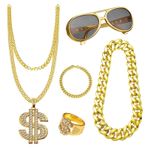 Ailan Retro Zincir Erkek Kostüm Aksesuarları Sahte Dolar İşareti Kolye 80'ler Rapçi Erkek Şık Rapçi Kolye Hip Hop