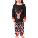 Aile Noel Gecelik Seti, Karikatür Boynuzları Baskı Yuvarlak Boyun Kaburga Örgü Manşetleri Moda Pijama Eşleştirme Seti Cadılar Bayramı Için Elastik Bel (ÇOCUK:2Y)