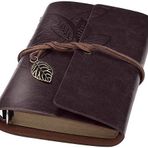 Ailifly Retro Yapraklar Kolye Ucu PU Deri Kapak Gevşek Yaprak Boş Yazma Günlüğü Defter Günlüğü Hediye (Kahve, A7 (5 inç))