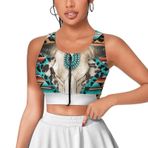 AILLOSA Activewear 3D Baskılı Desen FLAG-195 Askılı Kadın Atlet