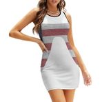 AILLOSA Bodycon Dar Kısa Askılı Flag-20 Kadın Mini Elbise