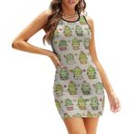 AILLOSA Bodycon Dar Kısa Askılı YH-640 Kadın Mini Elbise