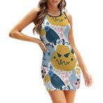 AILLOSA Bodycon Dar Kısa Askılı YH-680 Kadın Mini Elbise