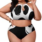 AILLOSA CGF-05 Büyük Beden Geniş Askılı Orta Bel Büyük Beden Kadın Bikini Seti