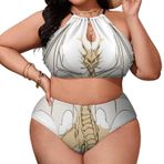 AILLOSA CGF-08 Büyük Beden Geniş Askılı Orta Bel Büyük Beden Kadın Bikini Seti