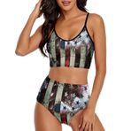 AILLOSA FLAG-108 Geniş Omuz Askılı Üçgen Bikini Üstü Alçak Bel İki Parça Kadın Bikini Seti