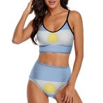 AILLOSA FLAG-134 Geniş Omuz Askılı Üçgen Bikini Üstü Alçak Bel İki Parça Kadın Bikini Seti