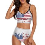 AILLOSA FLAG-14 Geniş Omuz Askılı Üçgen Bikini Üstü Alçak Bel İki Parça Kadın Bikini Seti