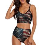 AILLOSA FLAG-150 Geniş Omuz Askılı Üçgen Bikini Üstü Alçak Bel İki Parça Kadın Bikini Seti