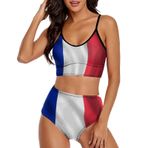 AILLOSA FLAG-153 Geniş Omuz Askılı Üçgen Bikini Üstü Alçak Bel İki Parça Kadın Bikini Seti