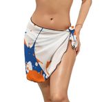 AILLOSA FLAG-154 Sarong Wrap Beyaz Siyah Kadın Plaj Elbise