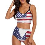 AILLOSA FLAG-158 Geniş Omuz Askılı Üçgen Bikini Üstü Alçak Bel İki Parça Kadın Bikini Seti
