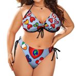 AILLOSA Flag-16 Karın Kontrolü İki Parça Büyük Beden Kadın Bikini Seti