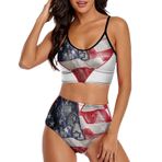 AILLOSA FLAG-166 Geniş Omuz Askılı Üçgen Bikini Üstü Alçak Bel İki Parça Kadın Bikini Seti