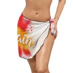 AILLOSA FLAG-171 Sarong Wrap Beyaz Siyah Kadın Plaj Elbise