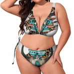 AILLOSA Flag-195 Dolgulu İki Parça Büyük Beden Kadın Bikini Seti