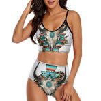 AILLOSA FLAG-195 Geniş Omuz Askılı Üçgen Bikini Üstü Alçak Bel İki Parça Kadın Bikini Seti