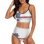 AILLOSA FLAG-21 Geniş Omuz Askılı Üçgen Bikini Üstü Alçak Bel İki Parça Kadın Bikini Seti