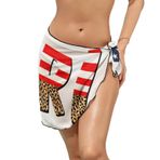 AILLOSA FLAG-25 Sarong Wrap Beyaz Siyah Kadın Plaj Elbise