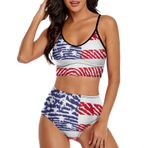 AILLOSA FLAG-43 Geniş Omuz Askılı Üçgen Bikini Üstü Alçak Bel İki Parça Kadın Bikini Seti