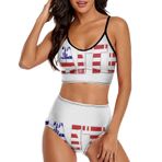 AILLOSA FLAG-44 Geniş Omuz Askılı Üçgen Bikini Üstü Alçak Bel İki Parça Kadın Bikini Seti