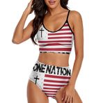 AILLOSA FLAG-46 Geniş Omuz Askılı Üçgen Bikini Üstü Alçak Bel İki Parça Kadın Bikini Seti
