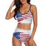 AILLOSA FLAG-47 Geniş Omuz Askılı Üçgen Bikini Üstü Alçak Bel İki Parça Kadın Bikini Seti