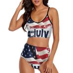 AILLOSA FLAG-50 Geniş Omuz Askılı Üçgen Bikini Üstü Alçak Bel İki Parça Kadın Bikini Seti