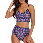 AILLOSA FLAG-61 Geniş Omuz Askılı Üçgen Bikini Üstü Alçak Bel İki Parça Kadın Bikini Seti