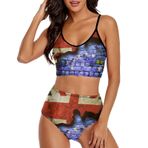 AILLOSA FLAG-68 Geniş Omuz Askılı Üçgen Bikini Üstü Alçak Bel İki Parça Kadın Bikini Seti