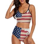 AILLOSA FLAG-70 Geniş Omuz Askılı Üçgen Bikini Üstü Alçak Bel İki Parça Kadın Bikini Seti