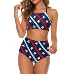 AILLOSA FLAG-74 İki Parça Desenli Yüksek Belli Kadın Bikini Seti