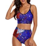 AILLOSA FLAG-86 Geniş Omuz Askılı Üçgen Bikini Üstü Alçak Bel İki Parça Kadın Bikini Seti