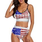 AILLOSA FLAG-90 Geniş Omuz Askılı Üçgen Bikini Üstü Alçak Bel İki Parça Kadın Bikini Seti