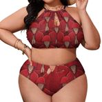 AILLOSA GF15 Geniş Askılı Orta Bel Büyük Beden Kadın Bikini Seti