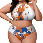 AILLOSA GF16 Geniş Askılı Orta Bel Büyük Beden Kadın Bikini Seti