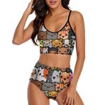 AILLOSA GFY14 Geniş Omuz Askılı Üçgen Bikini Üstü Alçak Bel İki Parça Kadın Bikini Seti