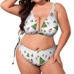 AILLOSA GFY21 Dolgulu İki Parça Boyundan Bağlı Büyük Beden Kadın Bikini Seti
