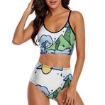 AILLOSA TH-100 Geniş Omuz Askılı Üçgen Bikini Üstü Alçak Bel İki Parça Kadın Bikini Seti