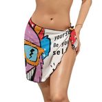 AILLOSA TH-126 Wrap Sarong Beyaz Siyah Kadın Plaj Elbise