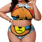 AILLOSA TH-129 Geniş Askılı Orta Bel Büyük Beden Kadın Bikini Seti