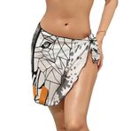 AILLOSA TH-144 Wrap Sarong Beyaz Siyah Kadın Plaj Elbise