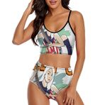 AILLOSA TH-154 Geniş Omuz Askılı Üçgen Bikini Üstü Alçak Bel İki Parça Kadın Bikini Seti